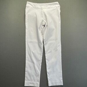 Krazy Larry Women Pull On Pants White Stretch Size 8 Straight Leg Minimalist